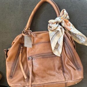 We The Free Brown Leather Shoulder Bag with Slouchy Hobo Style